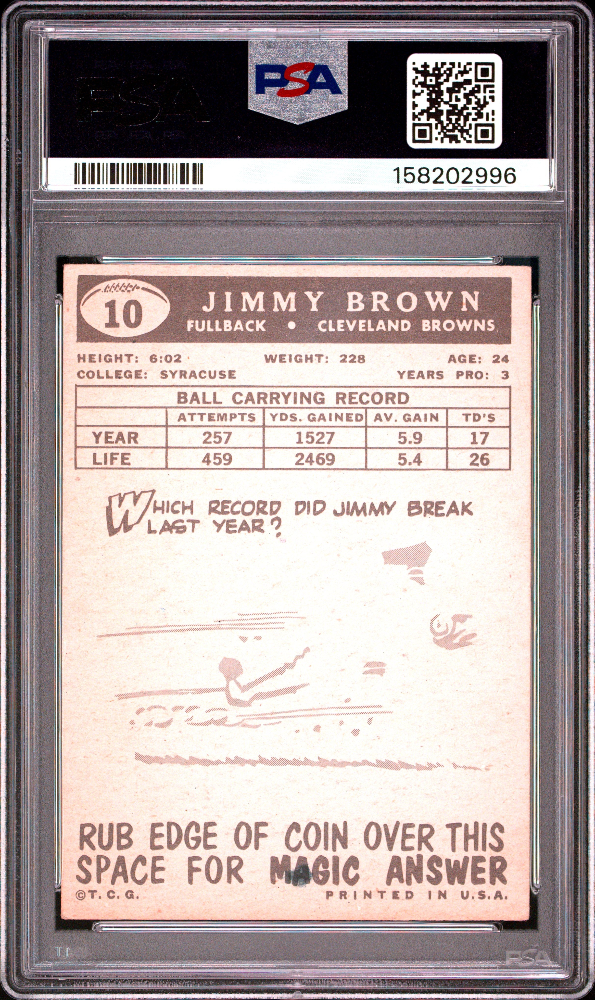 1959 Topps Jim Brown #10 PSA 4