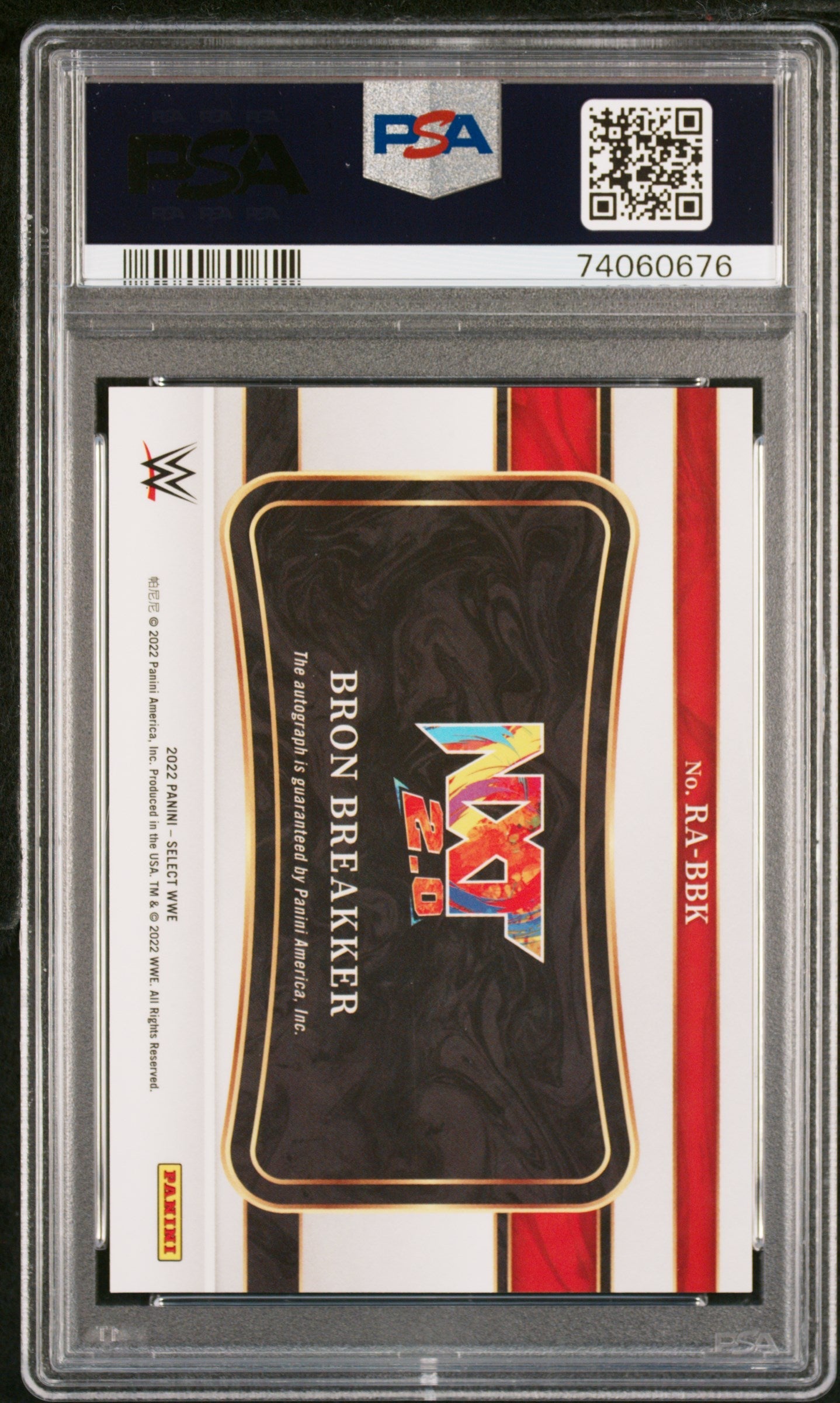2022 Panini Select WWE Ringside Action Bron Breakker #RABBK PSA 10 Auto
