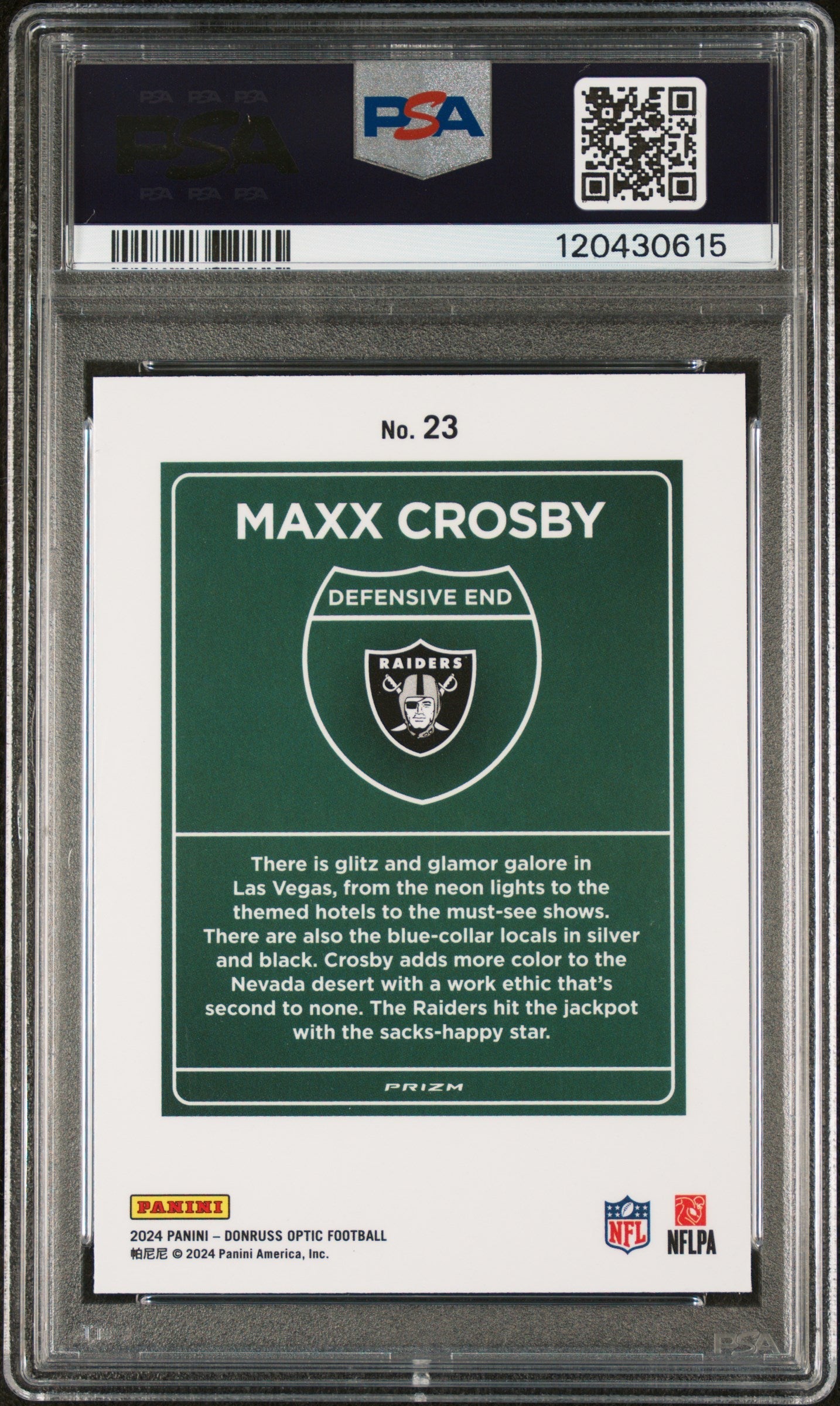 2024 Panini Donruss Optic Downtown! Maxx Crosby #23 PSA 10