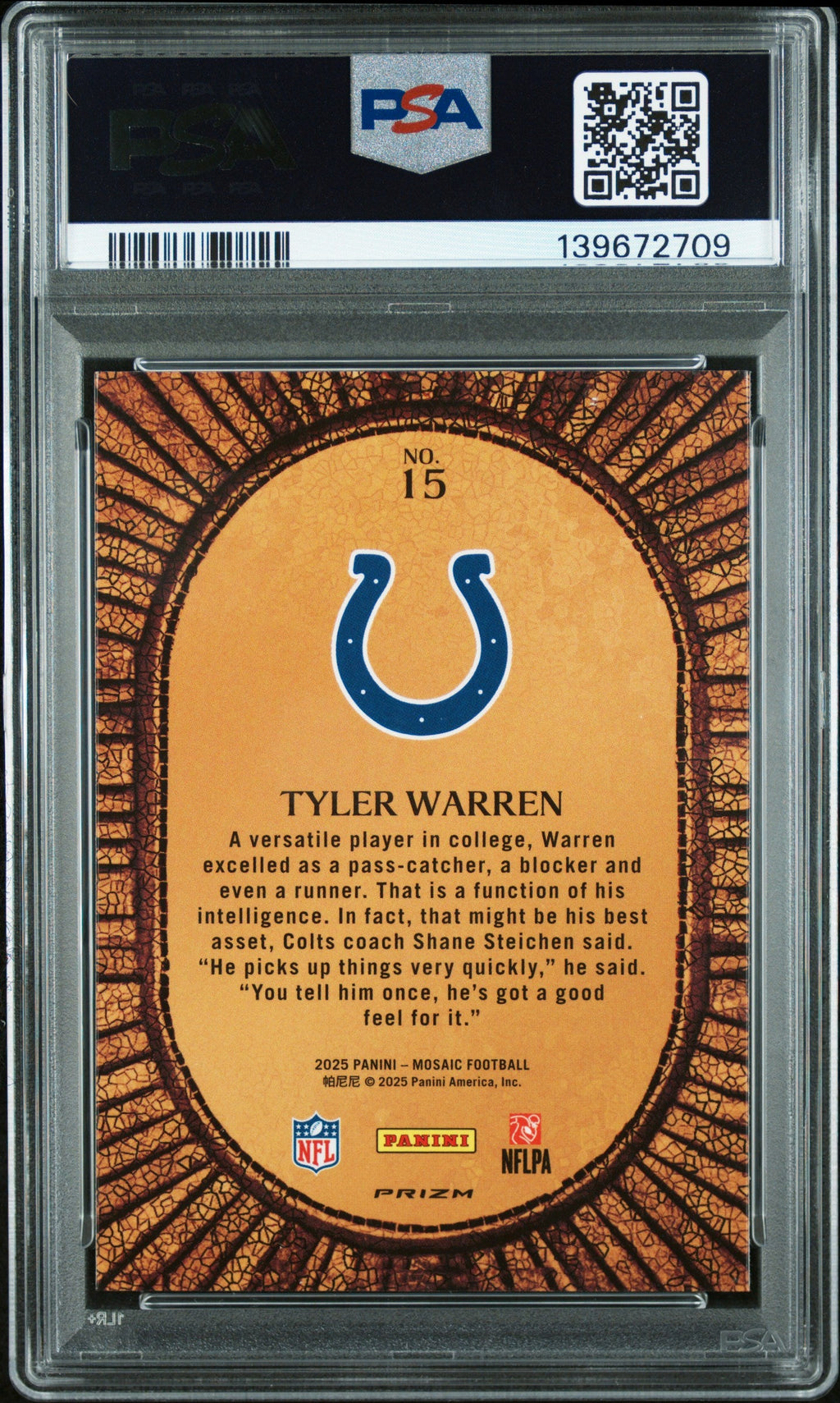 2025 Panini Mosaic Micro Mosaic Tyler Warren #15 PSA 10