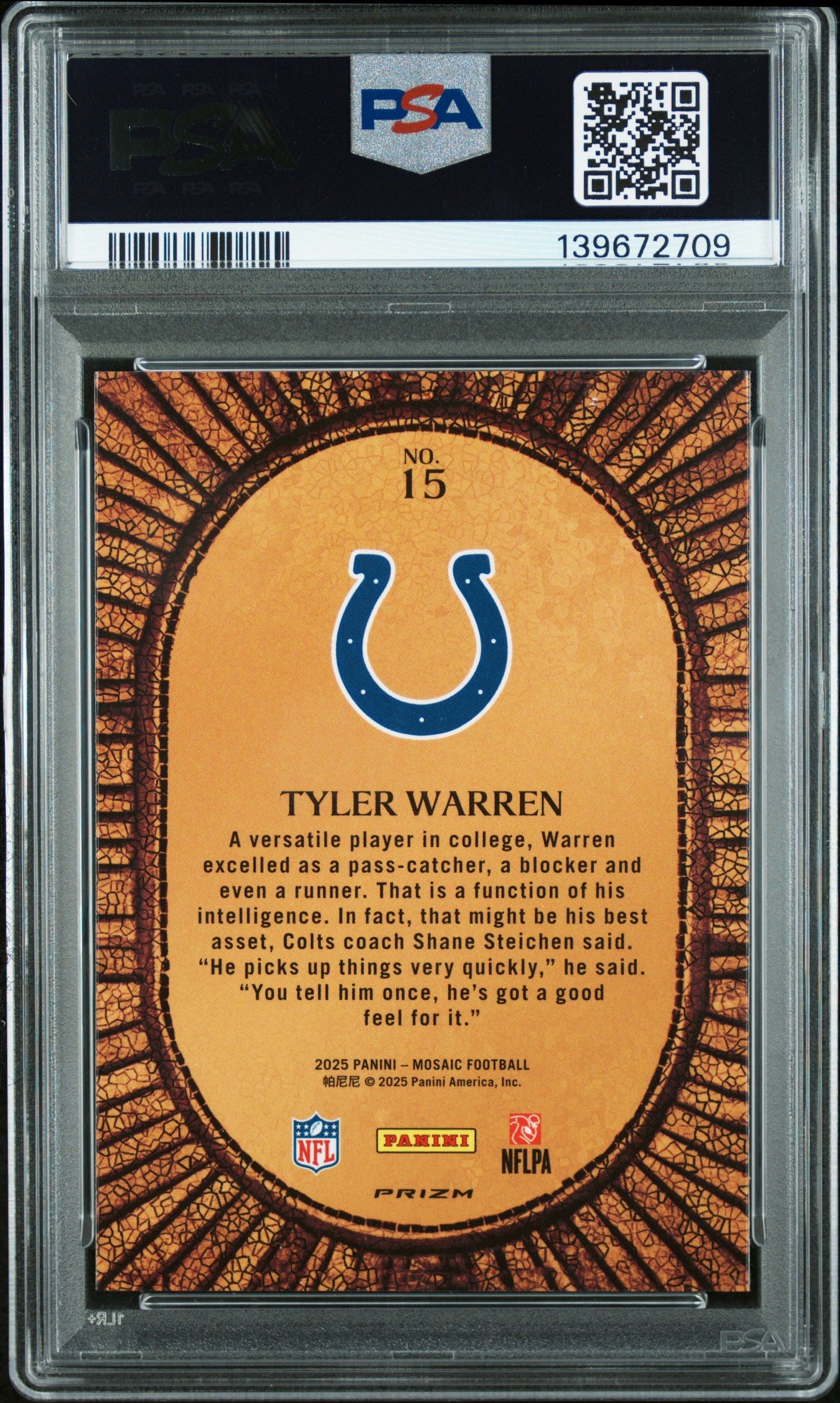 2025 Panini Mosaic Micro Mosaic Tyler Warren #15 PSA 10
