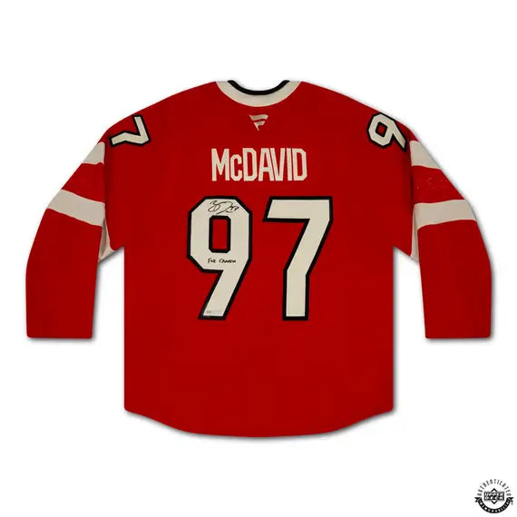 Upper Deck Authenticated - Connor McDavid Autographed & Inscribed “FOR CANADA” Authentic 4 Nations Faceoff Red Team Canada Jersey