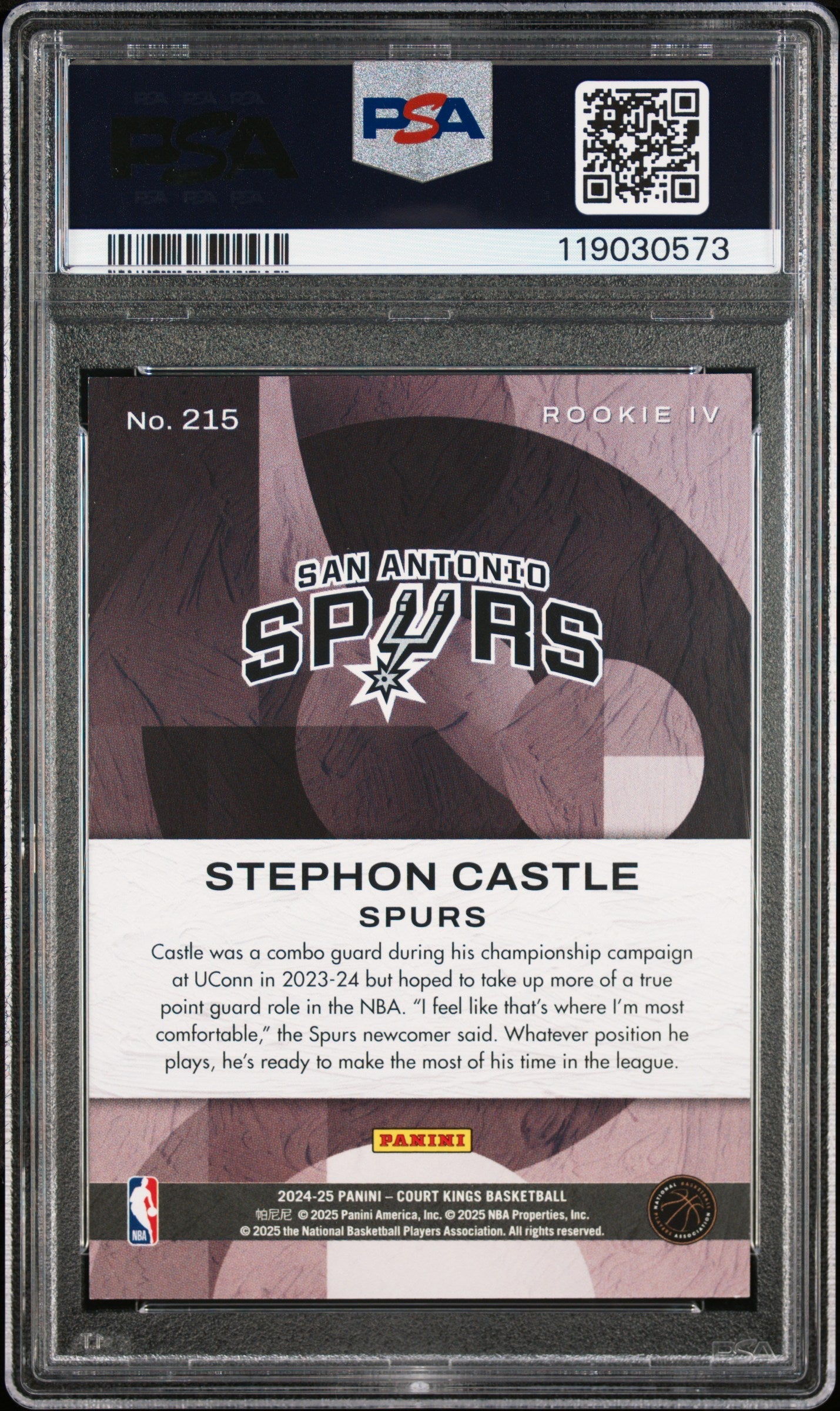 2024 Panini Court Kings - Stephon Castle - Rookies Level IV 4 #215 - PSA Graded Card