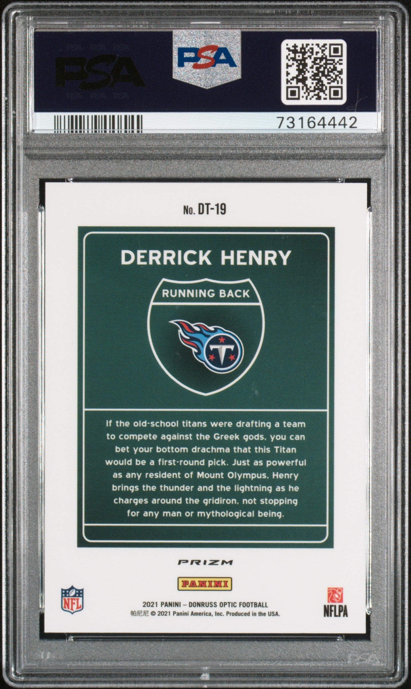 2021 Panini Donruss Optic Downtown Derrick Henry #DT19 PSA 10