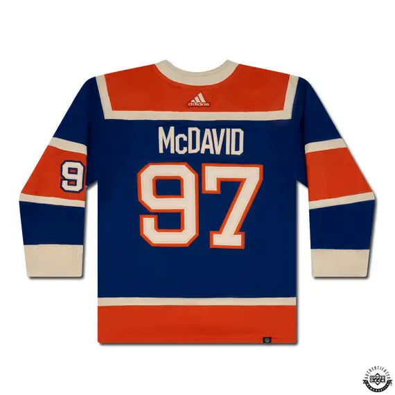 Upper Deck Authenticated - Connor McDavid Autographed Royal Blue Adidas Edmonton Oilers 2023 Heritage Classic Authentic Jersey