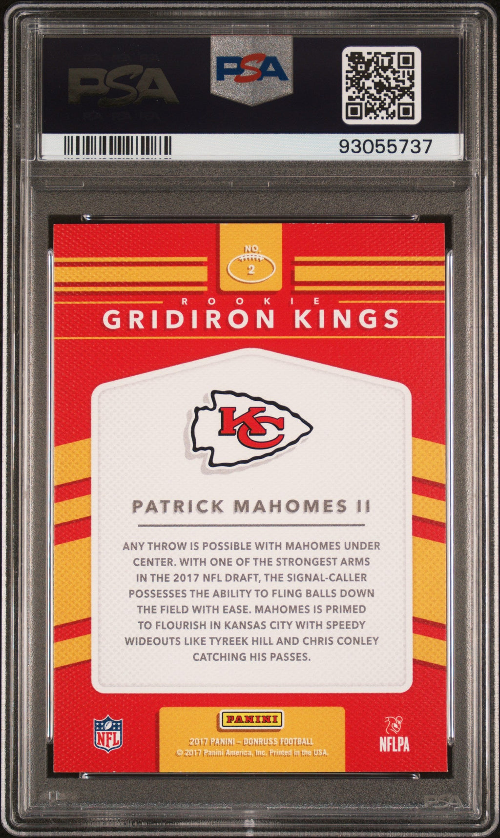 2017 Panini Donruss Rookie Gridiron Kings Patrick Mahomes II #2 PSA 10