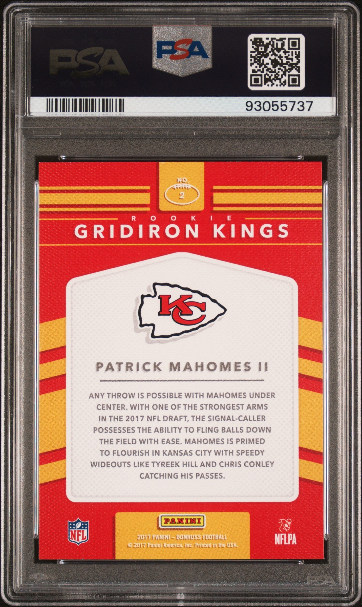 2017 Panini Donruss Rookie Gridiron Kings Patrick Mahomes II #2 PSA 10