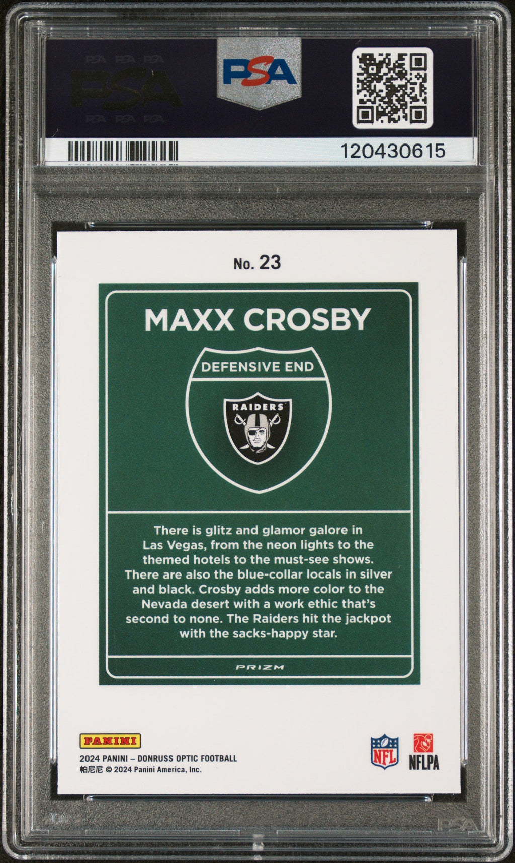 2024 Panini Donruss Optic Downtown! Football—Maxx Crosby #23 —PSA 10