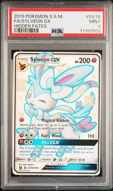 PSA 9 - 2019 POKEMON SUN & MOON HIDDEN FATES #SV76 FA/SYLVEON GX HIDDEN FATES