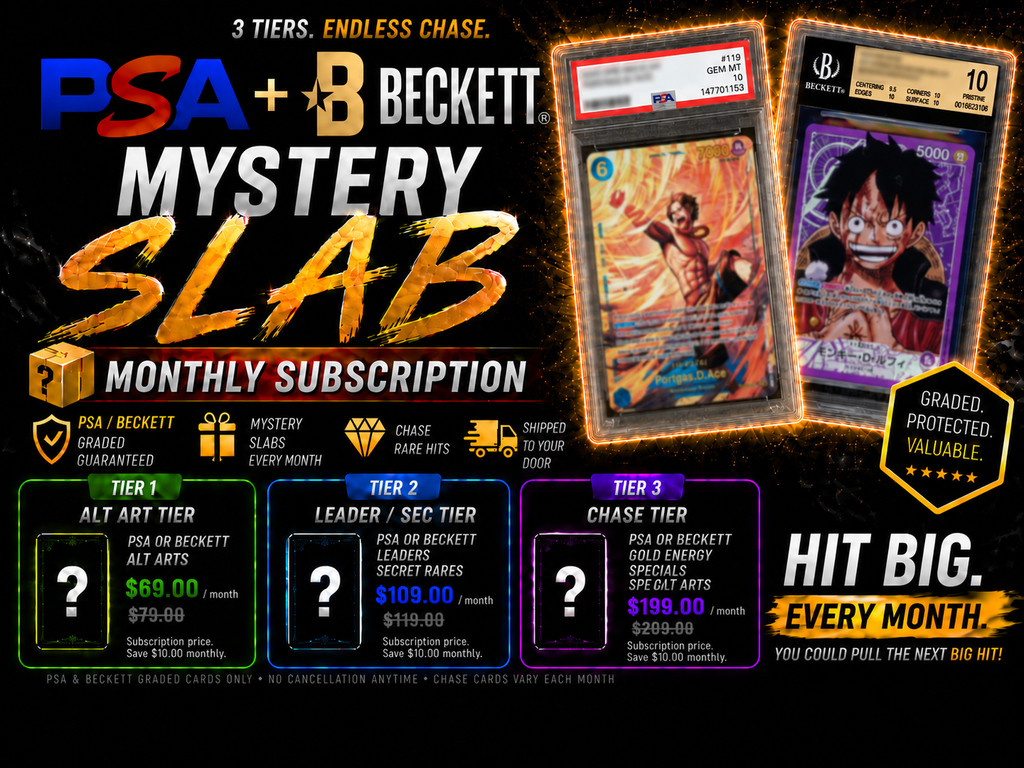 PSA & Beckett 10 Slab Club - Tier 2 (One Piece Monthly Subscription)