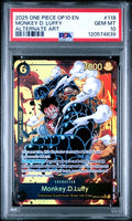 Monkey.d.luffy op10-118 PSA 10 alt art
