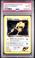 ROCKET'S ZAPDOS HOLO 2000 POKEMON GYM CHALLENGE PSA NM-MT 8