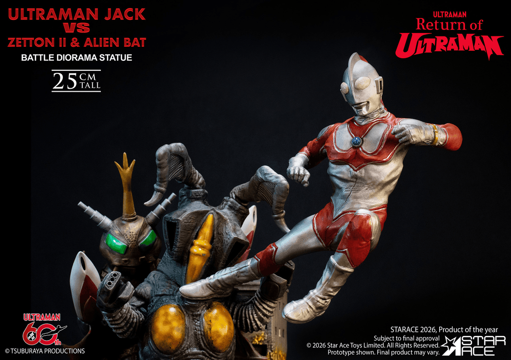 ULTRAMAN 60TH ANNIVERSARY Ultraman Jack vs Zetton II &amp; Alien Bat Battle scene diorama resin statue