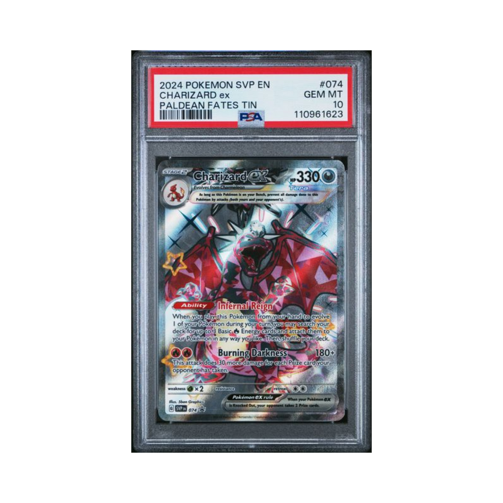 2024 Pokemon S&V Paldean Fates Tin Promo Charizard Ex PSA 10