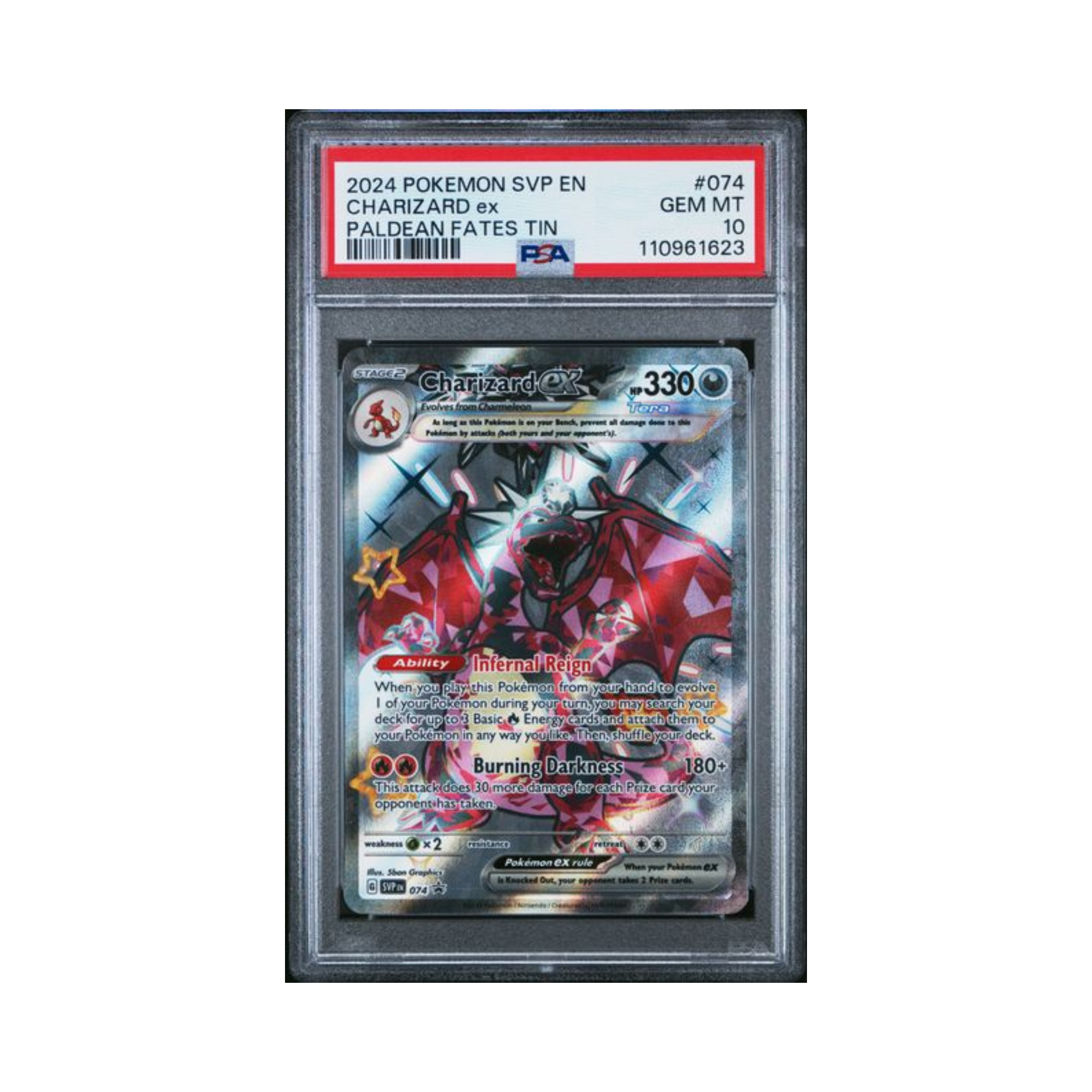 2024 Pokemon S&V Paldean Fates Tin Promo Charizard Ex PSA 10