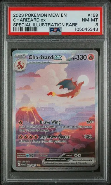PSA 8 -2023 POKEMON MEW EN-151 #199 CHARIZARD ex SPECIAL ILLUSTRATION RARE