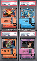 SET OF 4 [PSA 9 - MINT] Destined Rivals - Pre-Release - STAFF Promos - Moltres, Gyarados, Tyranitar & Mimikyu (Sequential Certs)