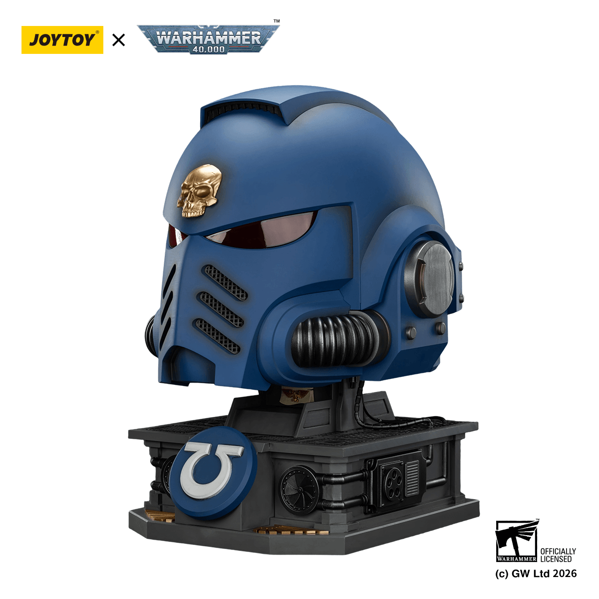 Ultramarines Captain MkX Helmet &amp; Display Stand