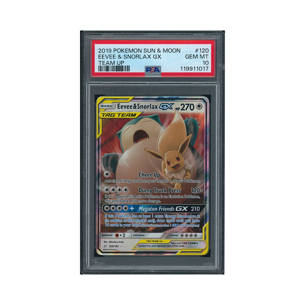 2019 Pokemon Sun & Moon Team Up Eevee & Snorlax GX #120 PSA 10