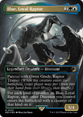 FOIL Blue, Loyal Raptor (Borderless) (Emblem) (REX-033) - Jurassic World Collection - Magic The Gathering
