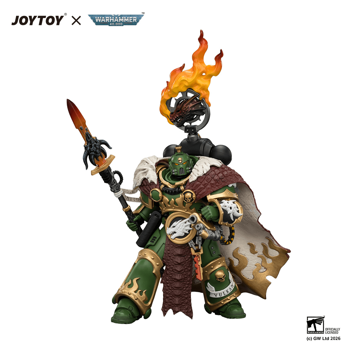 Salamanders Vulkan He'stan, the Forgefather with the Spear of Vulkan and the Gauntlet of the Forge