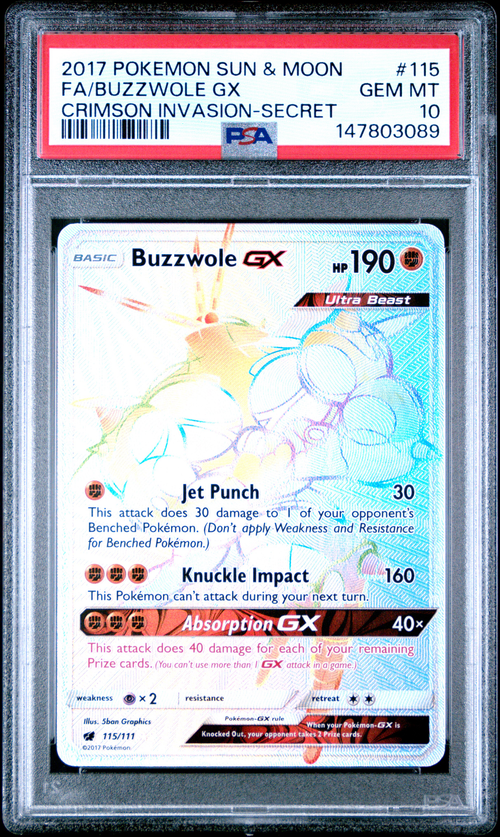 PSA 10 FA/BUZZWOLE GX CRIMSON INVASION-SECRET