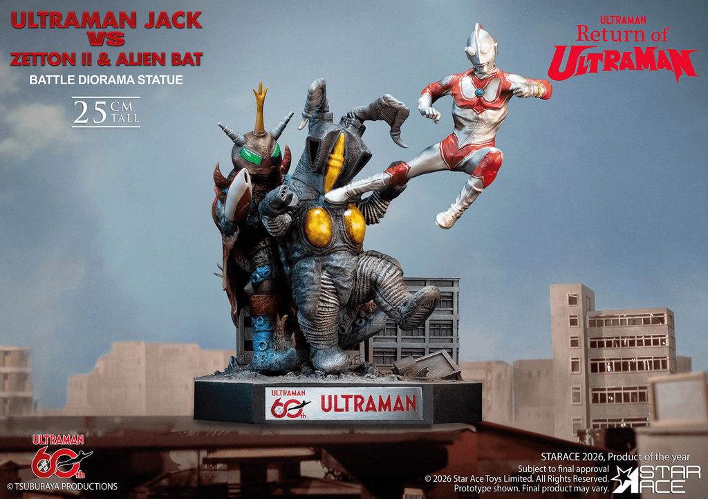 ULTRAMAN 60TH ANNIVERSARY Ultraman Jack vs Zetton II &amp; Alien Bat Battle scene diorama resin statue