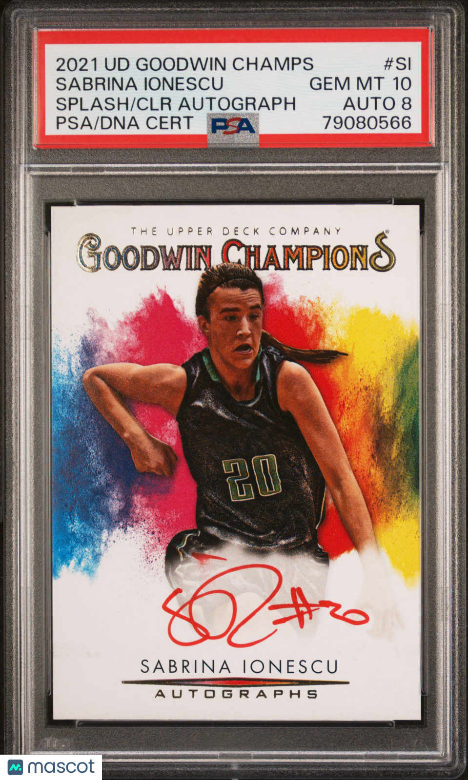 2021 UD Goodwin Champions Splash Of Color Sabrina Ionescu #SI CLR PSA 10 Auto 8