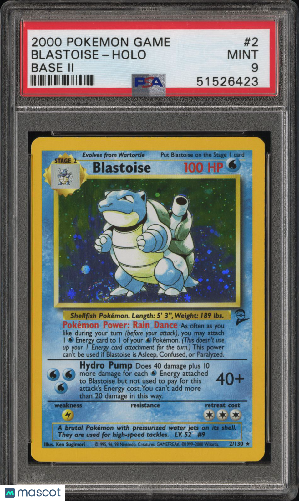 2000 Pokemon Game Base II Blastoise Holo Base II PSA 9 #2