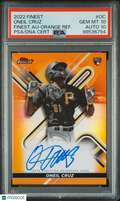 2022 Topps Finest Finest Oneil Cruz #OC Orange Refractor 10/25 PSA 10 Auto 10
