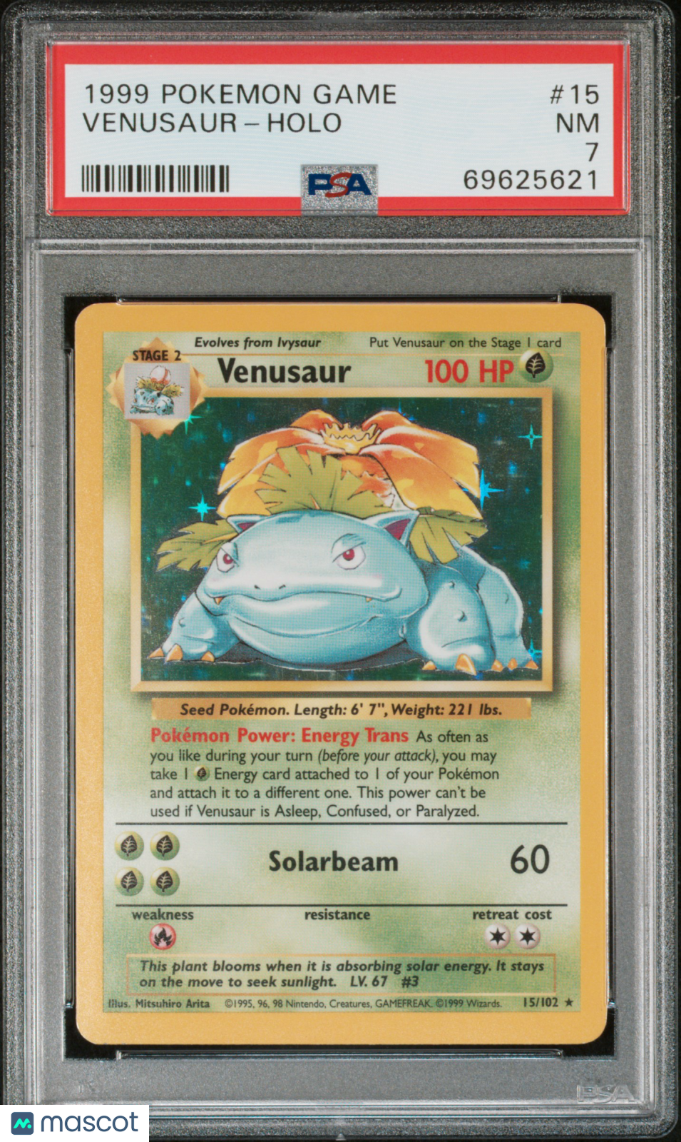 1999 Pokemon—Venusaur #15/102— Holo-PSA 7