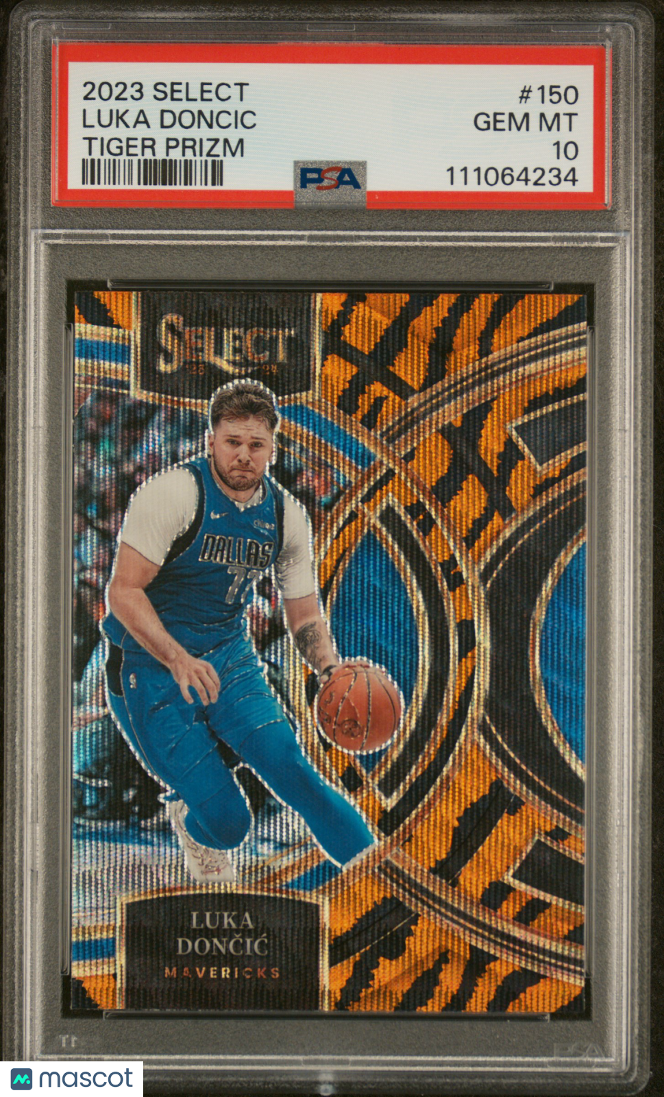 2023 Panini Select Luka Doncic #150 Tiger Prizm PSA 10
