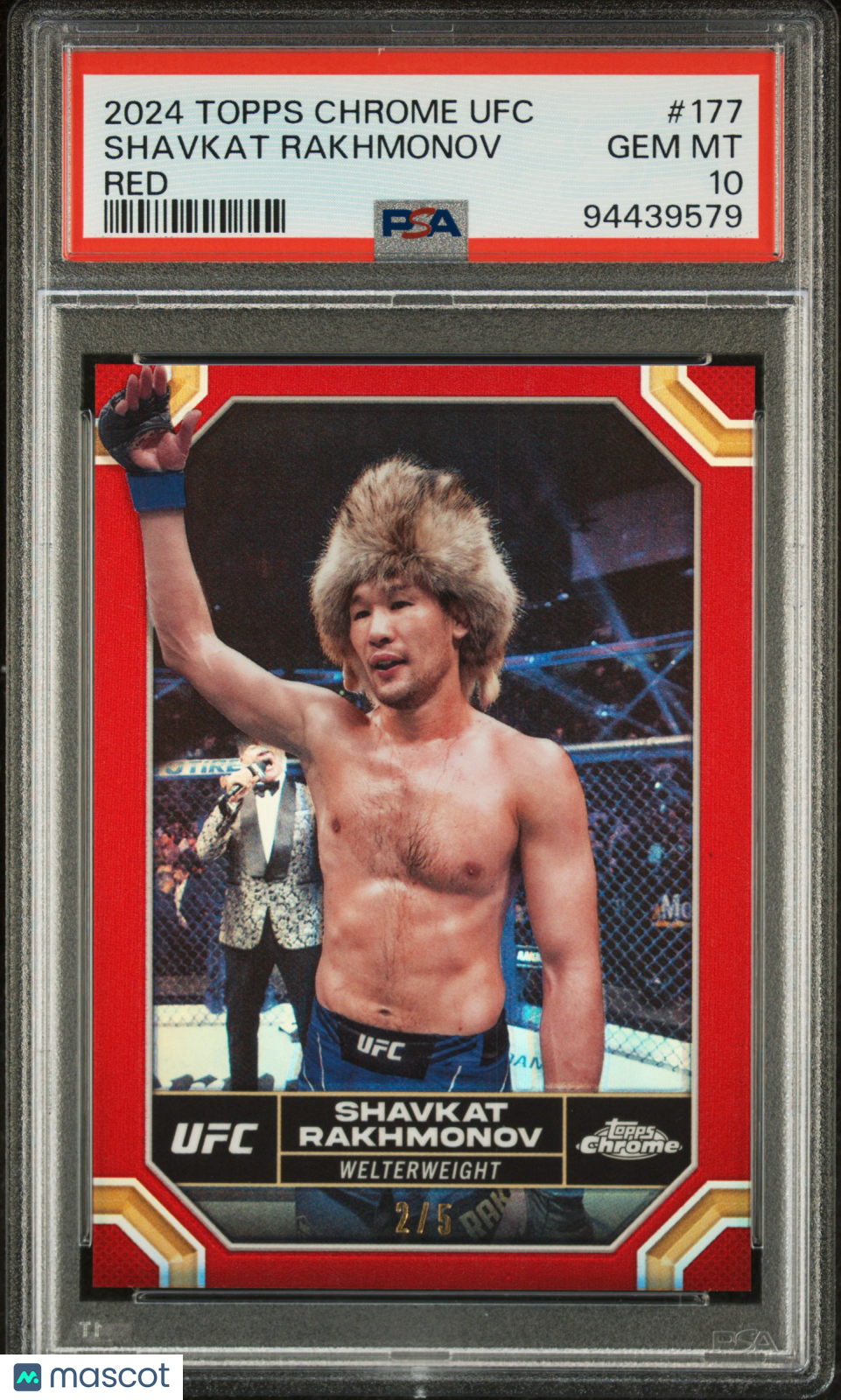 2024 Topps Chrome UFC Shavkat Rakhmonov #177 Red Refractor 2/5 PSA 10
