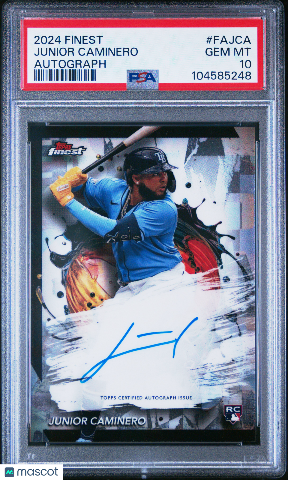 2024 Topps Finest Finest Autographs Junior Caminero #FAJCA PSA 10 Auto