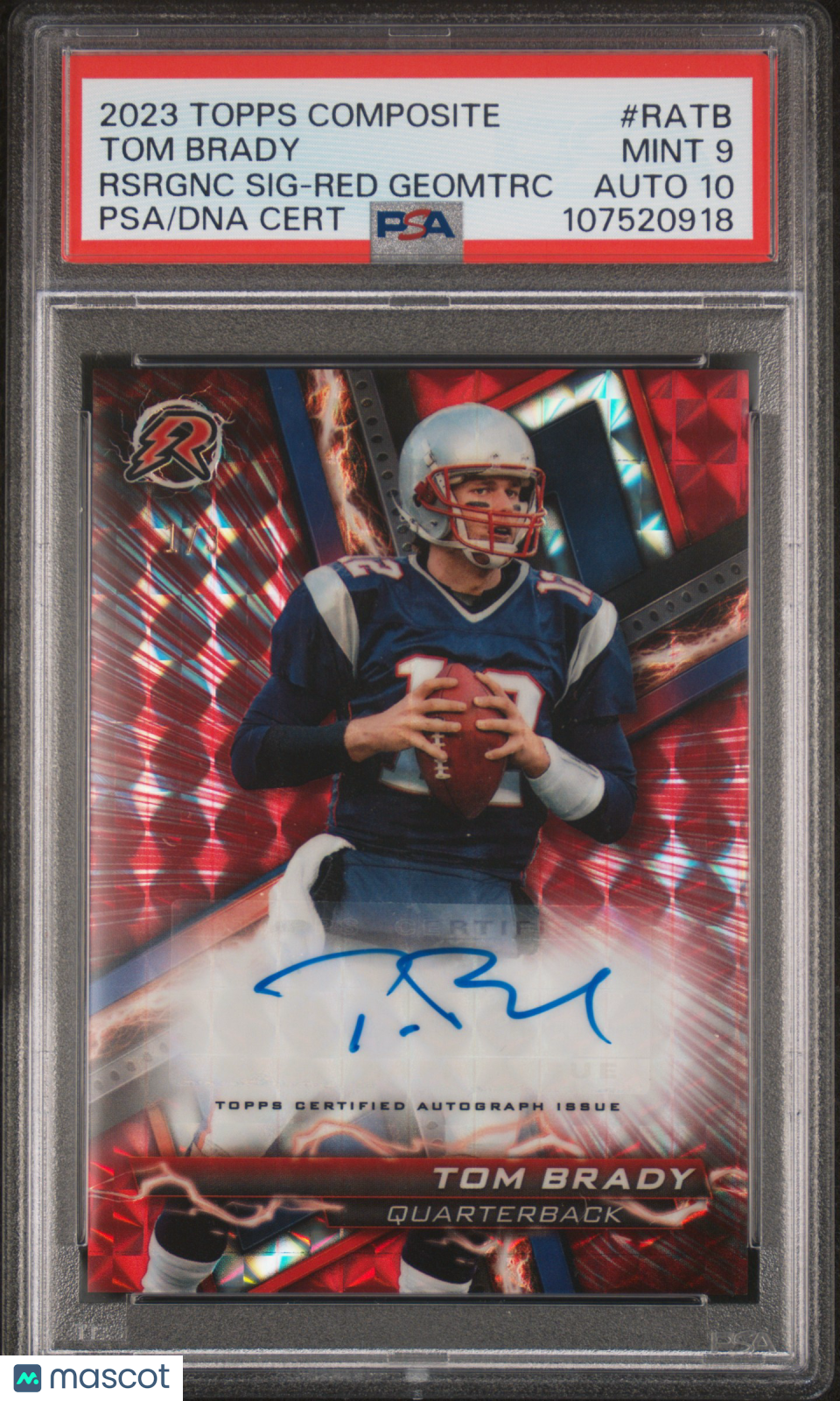 2023 Topps Composite Resurgence Tom Brady #RATB Red Geomtrc PSA 9 Auto 10 /3