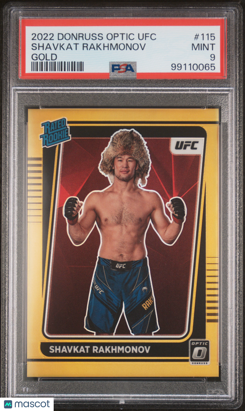 2022 Panini Donruss Optic UFC Shavkat Rakhmonov #115 Gold /10 PSA 9