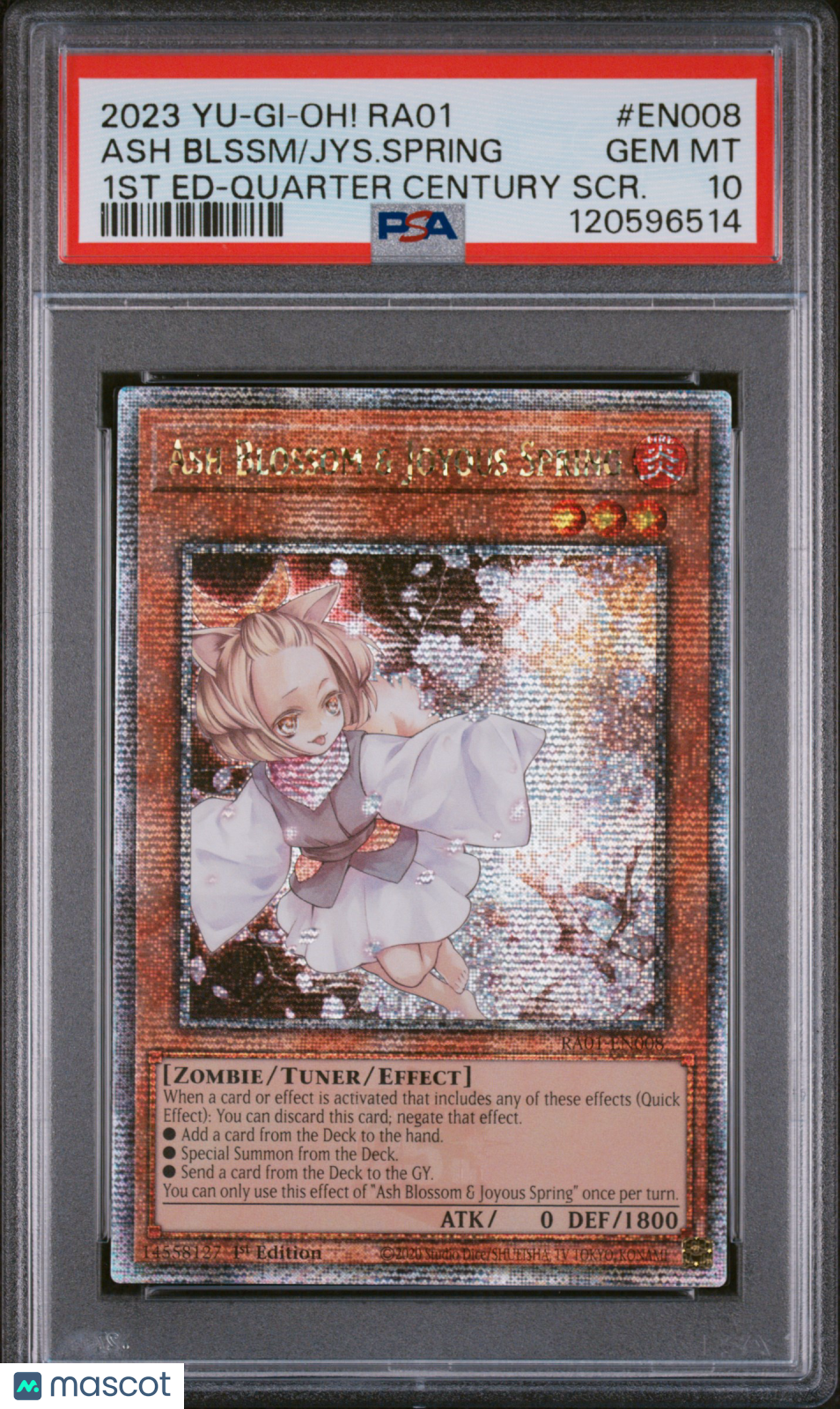 2023 Yu-Gi-Oh!—Ash Blssm Jys. Spring #RA01-EN008—1st Ed-Qtr. Century SCR. PSA 10