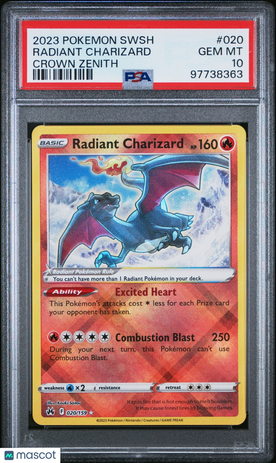 2023 Pokemon Sword And Shield Crown Zenith Radiant Charizard PSA 10 #020