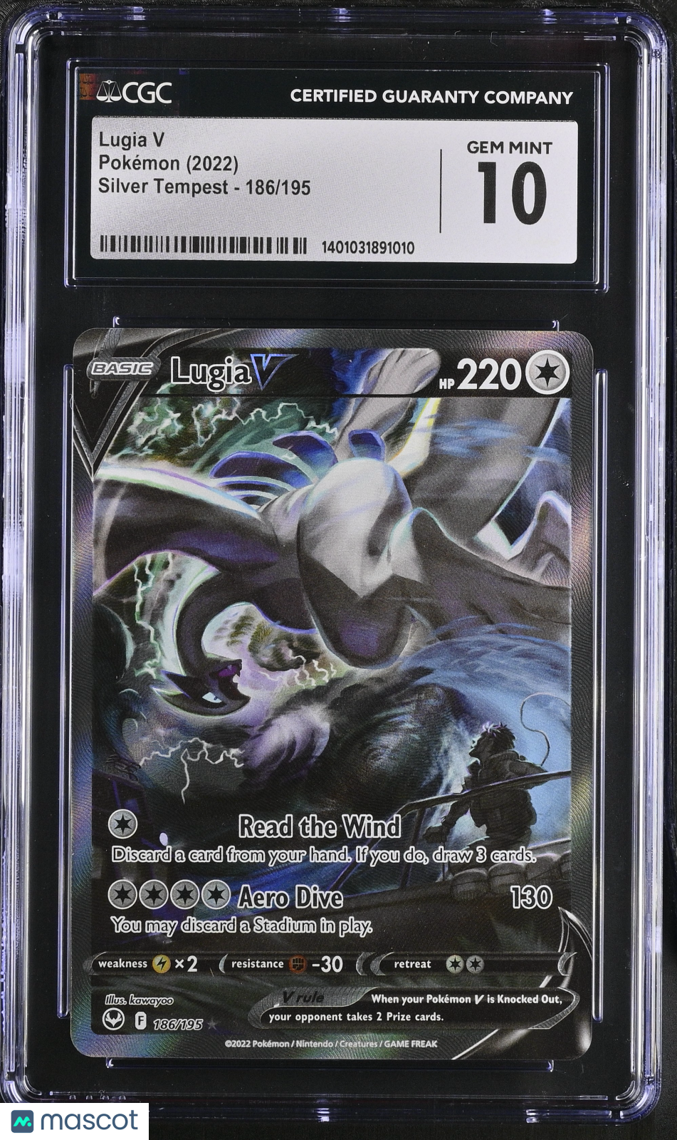 2022 Pokemon Silver Tempest Lugia V Holo Ultra Rare Ultra Rare CGC 10 #186/195