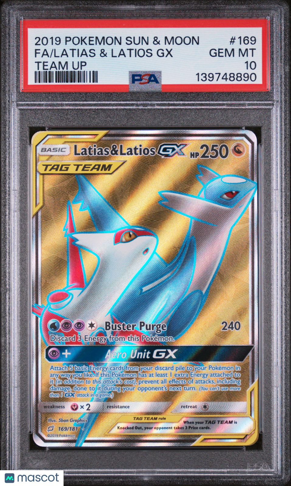 2019 Pokemon Sun & Moon Team Up Latias & Latios GX Fa Team Up PSA 10 #169