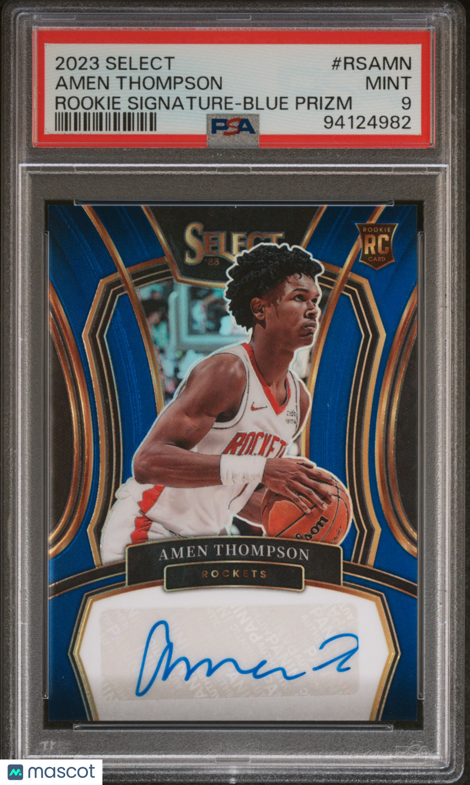 2023 Panini Select Rookie Signatures Amen Thompson #RSAMN Blue Prizm PSA 9 /49