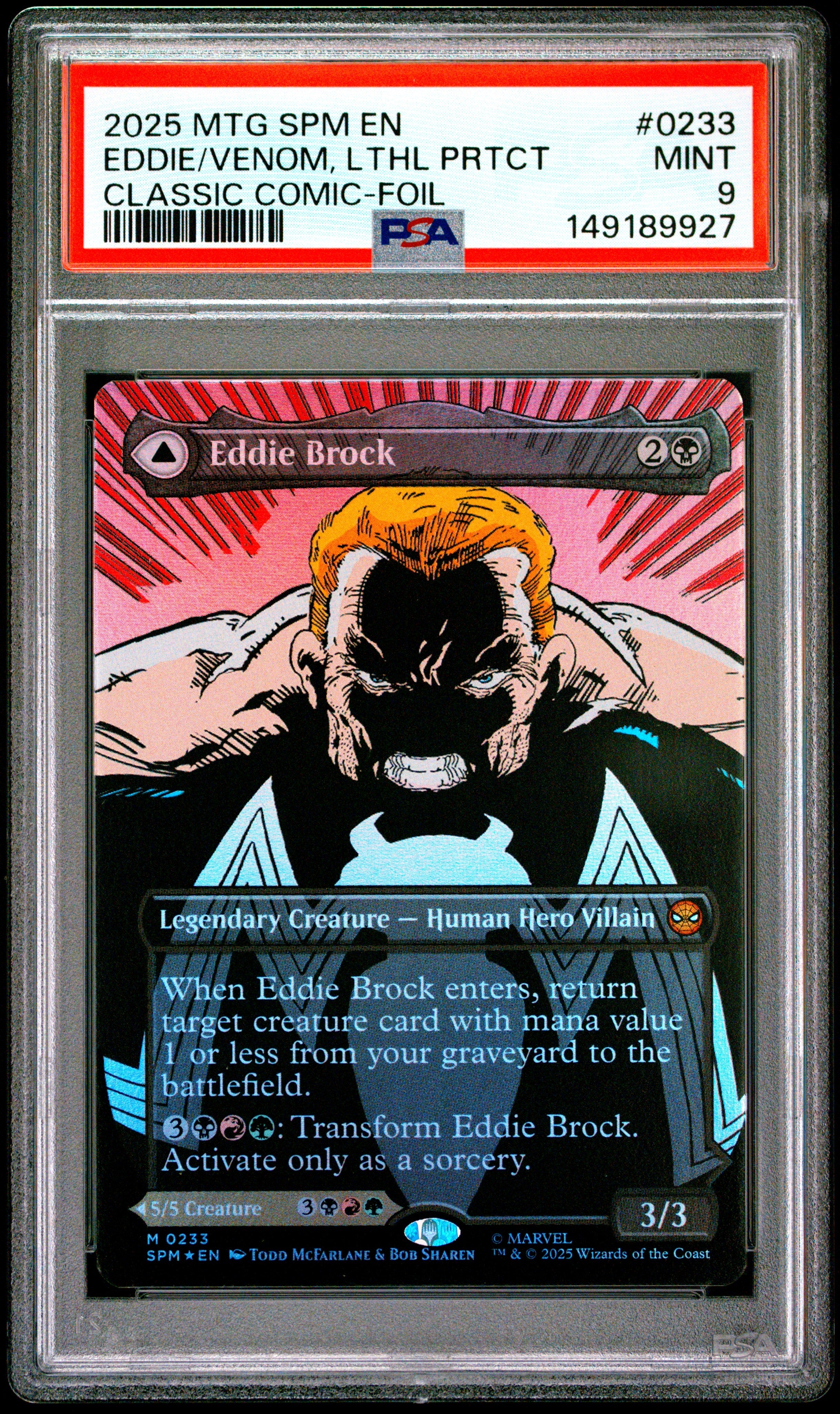 2025 Magic the Gathering Marvel's Spider-Man - Eddie Brock/venom (Double Sided) - Classic Comic-Foil #SPM 0233 - PSA Graded Card