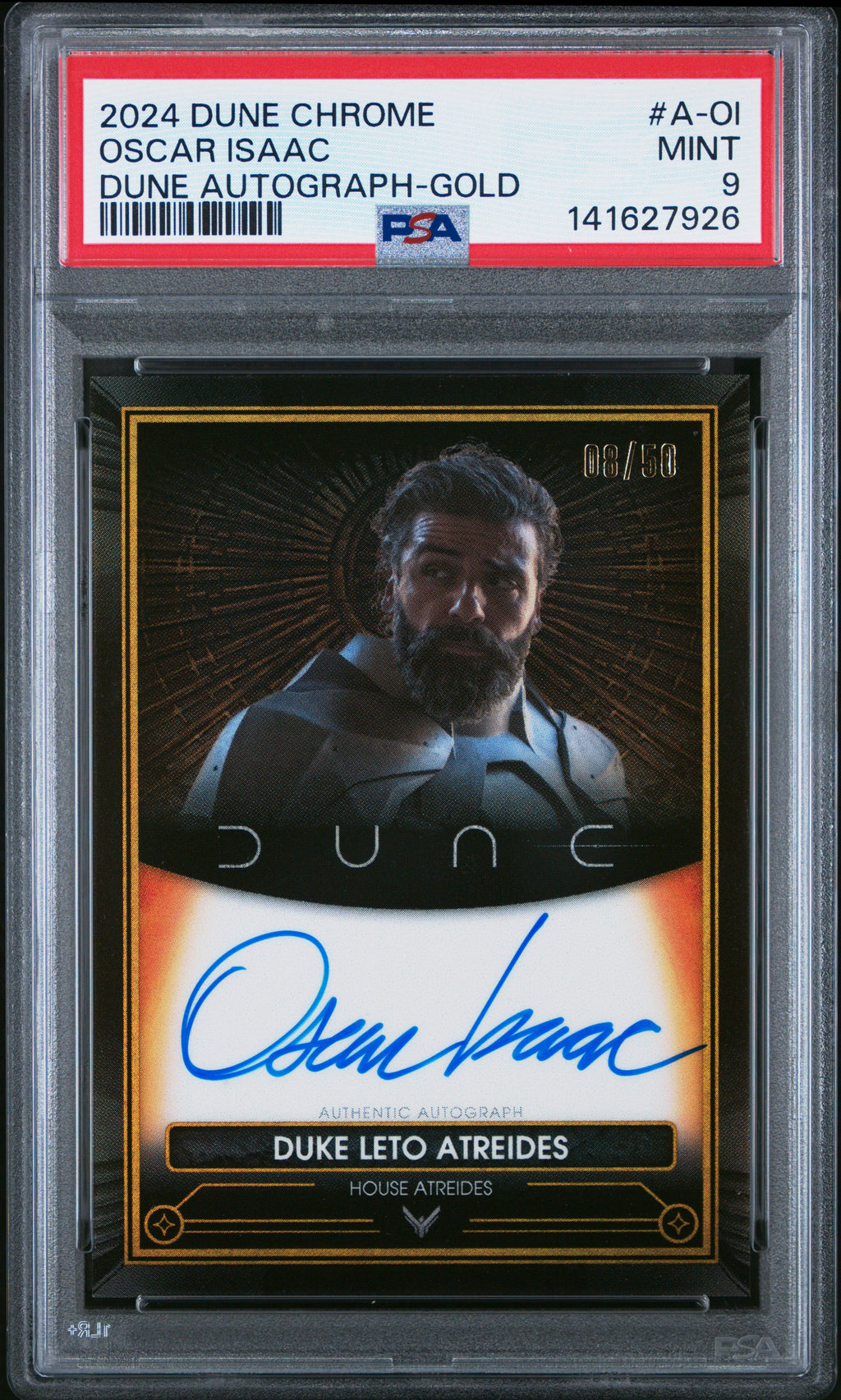 2024 Topps Chrome Dune - Oscar Isaac - On-Card Autographs - Gold Limited to /50 #A-OI - PSA Graded Card