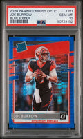 Joe Burrow 2020 Panini Donruss Optic Blue Hyper Prizm PSA 10