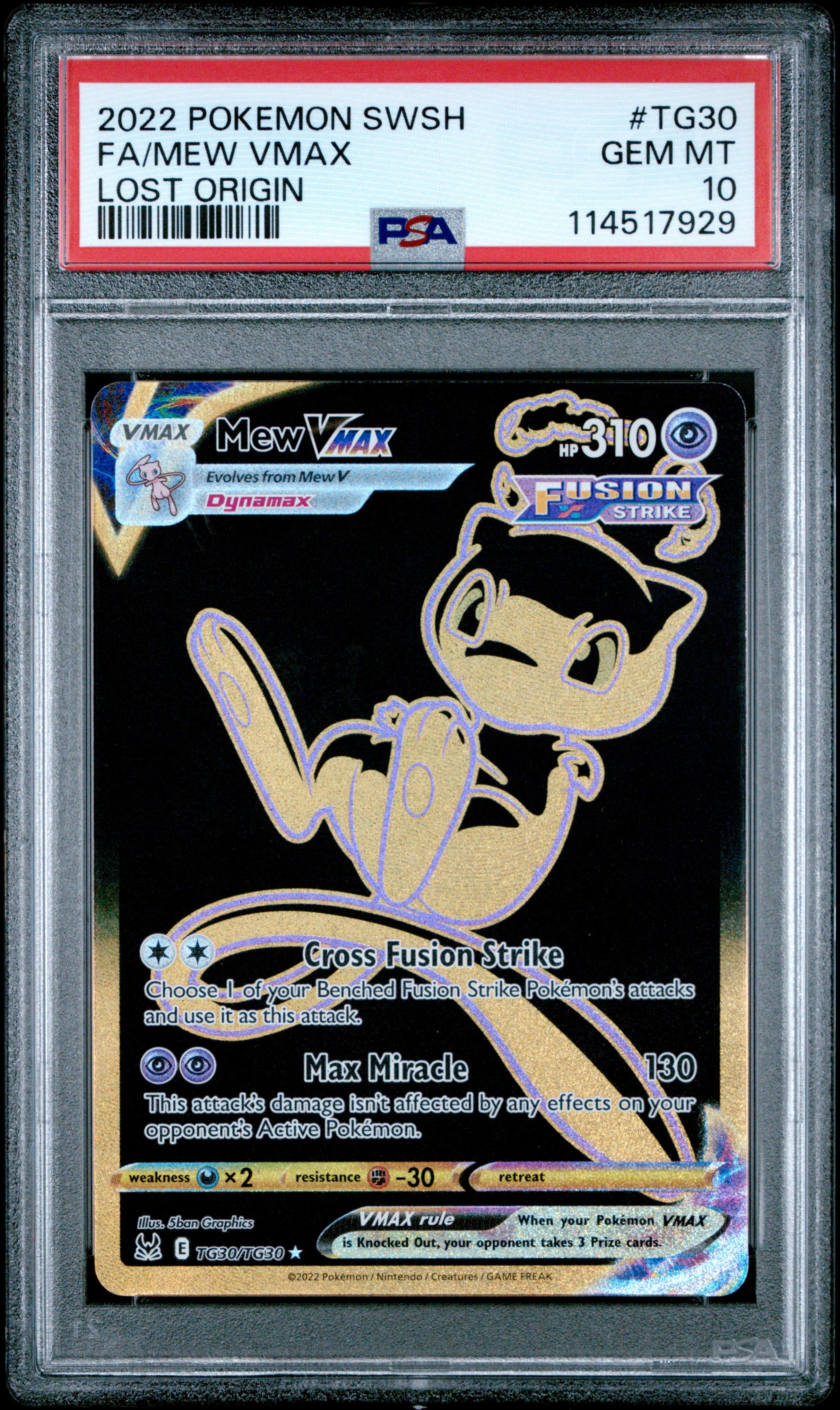 FA/MEW VMAX VERLORENER URSPRUNG 2022 POKEMON SCHWERT & SCHILD VERLORENER URSPRUNG PSA GEM MT 10