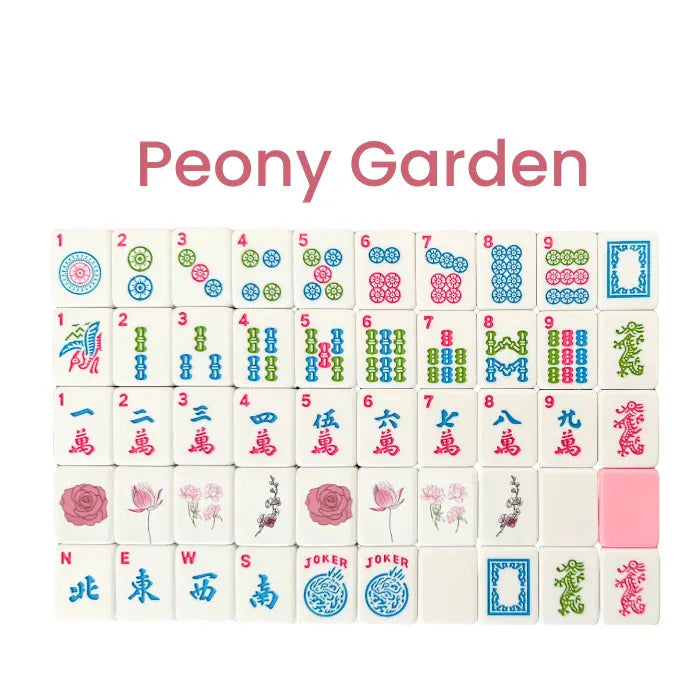 American Mahjong Tile Set (160 Tiles) - Peony Garden