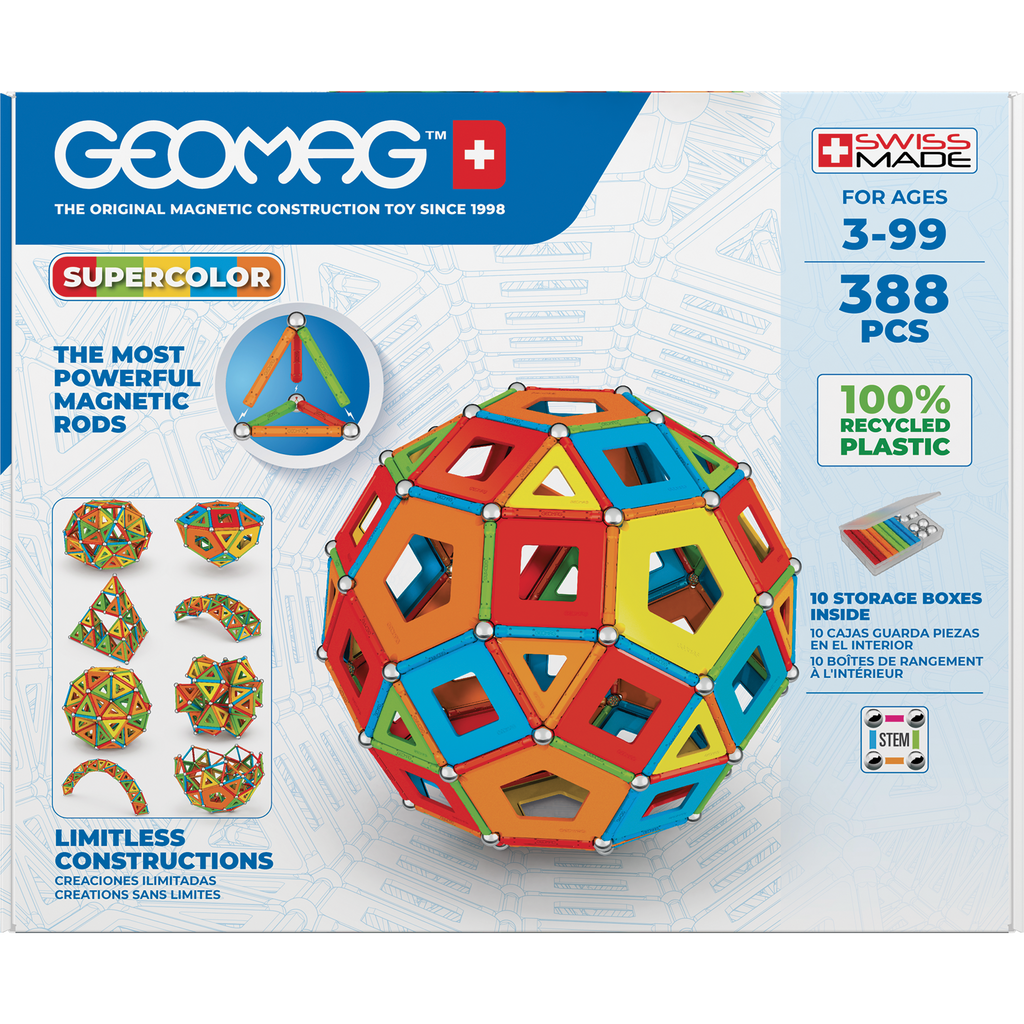 Geomag Masterbox Supercolor Panels Recycled 338 Pieces
