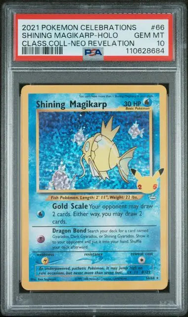 PSA 10 - 2021 POKEMON CELEBRATIONS CLASSIC COLLECTION #66 SHINING MAGIKARP-HOLO CLASS.COLL-NEO REVELATION
