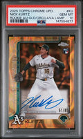 Nick Kurtz 2025 Topps Chrome Update autograph gold/orange lava lamp ref. rc #'d 51/85 PSA 10