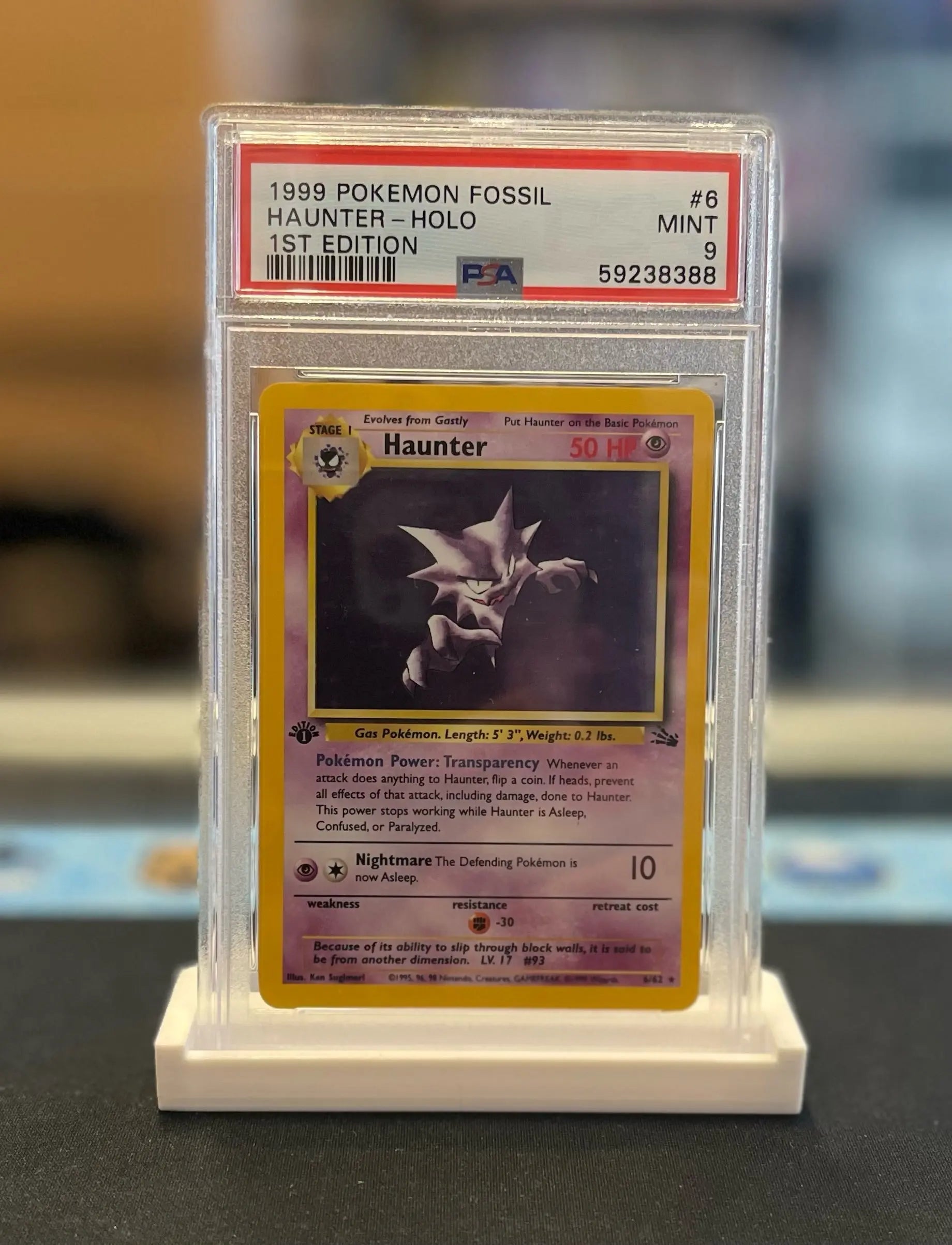 PSA 9 - 1999 Pokemon Fossil Haunter - Holo - 1st Edition